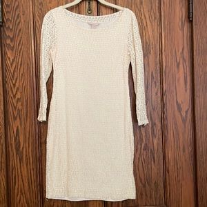 Ivory lace shift 3/4 sleeve dress